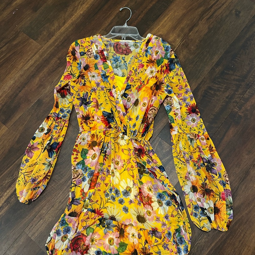 Betsy & Adam Yellow Floral Dress